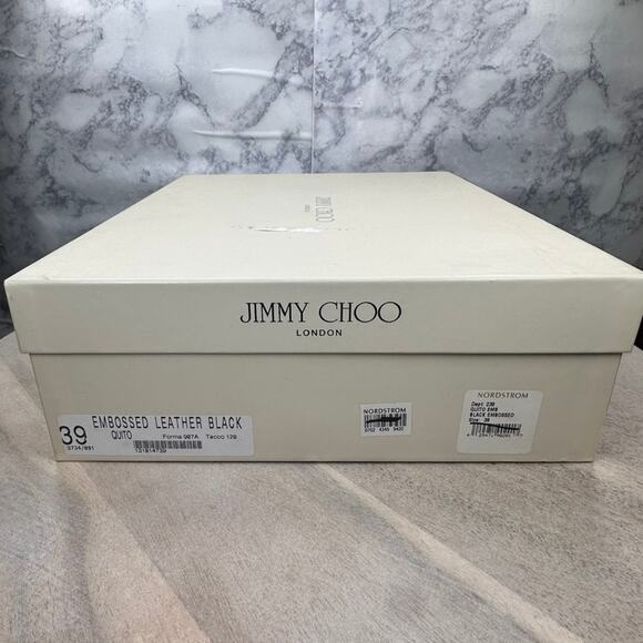 Jimmy Choo Black Embossed Leather Quito Cage Booties EU 39 Classy Party Shoes - Picture 8 of 16